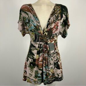 Elegant Floral V-Neck Blouse